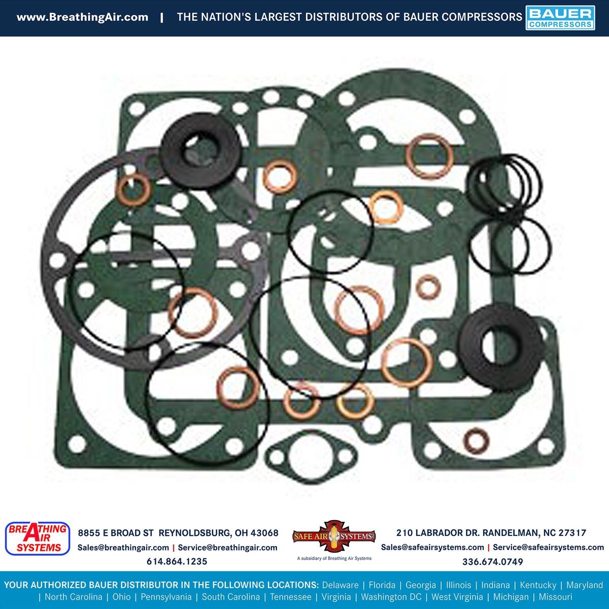 Bauer Compressors OEM Gasket Kit | KIT-0108 Breathing Air Systems